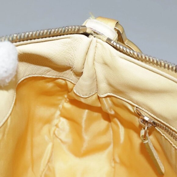 PRADA Shoulder Bag Nylon Leather Yellow Gold Auth 102786 - Picture 11 of 16